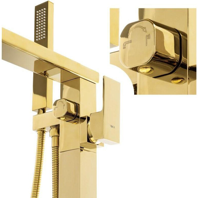 Змішувач для ванни Yoka Roma Gold BP.ROMA-GLD (золотий, підлоговий з каскадним виливом), Колір виробника: золото, фото , изображение 6