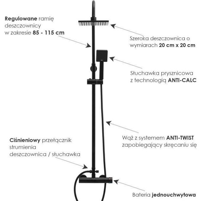 Душова система Yoka Flova 20 Black BP.FLOVA 20 BLK (чорна), фото , изображение 10