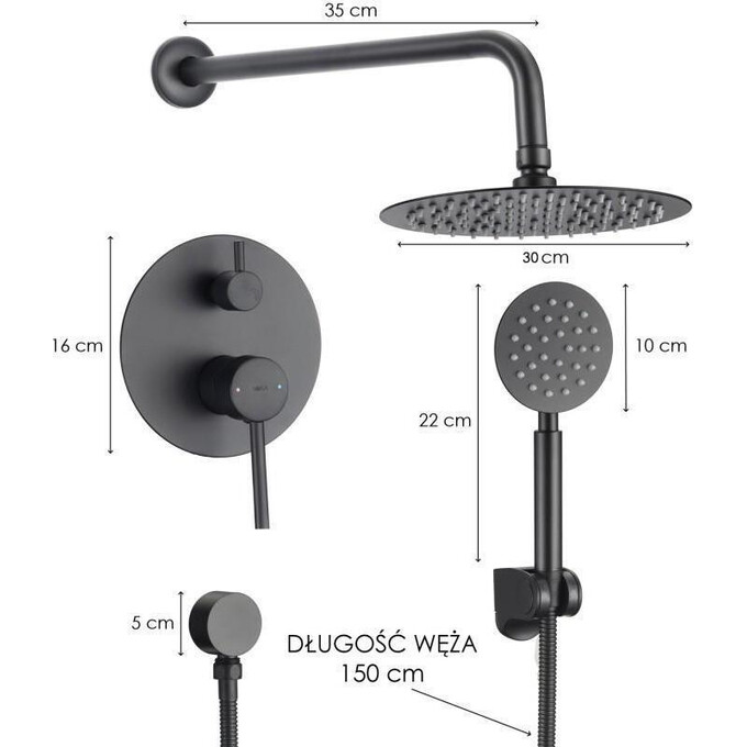 Душевая система скрытого монтажа Yoka Studio Black Matt BP.STUDIO 30 BLK (черная матовая), фото 11