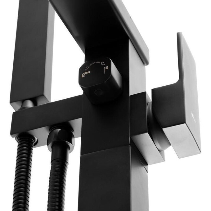 Змішувач для ванни Yoka Roma Black Matt BP.ROMA-BLK (чорний матовий, підлоговий з каскадним виливом), Колір виробника: чорний матовий, фото , изображение 7