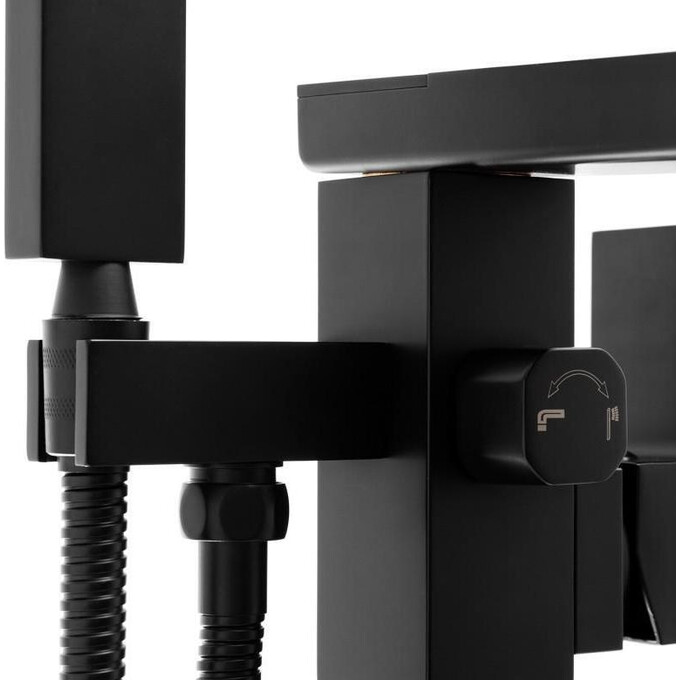 Змішувач для ванни Yoka Roma Black Matt BP.ROMA-BLK (чорний матовий, підлоговий з каскадним виливом), Колір виробника: чорний матовий, фото , изображение 6