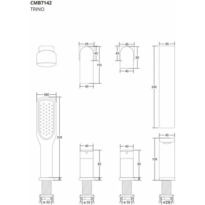 Смеситель на борт ванны Corsan Trino Chrome CMB7142CH (на четыре отверстия), Цвет производителя: хром, фото 6