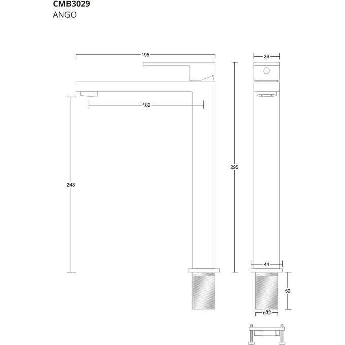 Смеситель для раковины Corsan Ango Chrome CMB3029CH (высокий), Цвет производителя: хром, фото 5