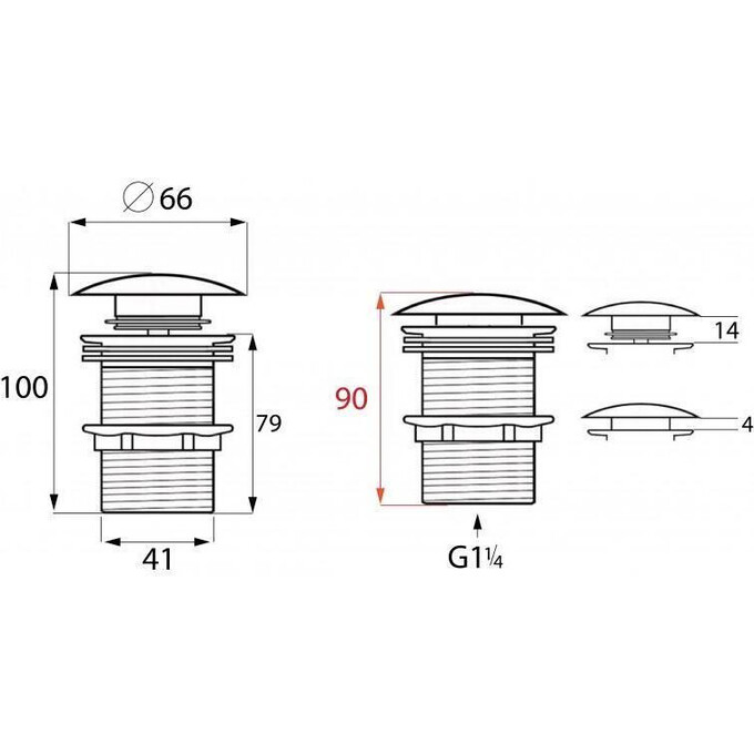 Донний клапан Yoka Klik-Klak L.Gold BK.POP-14-BP-GLD (золотий, без переливу), Колір виробника: золото, фото , изображение 4