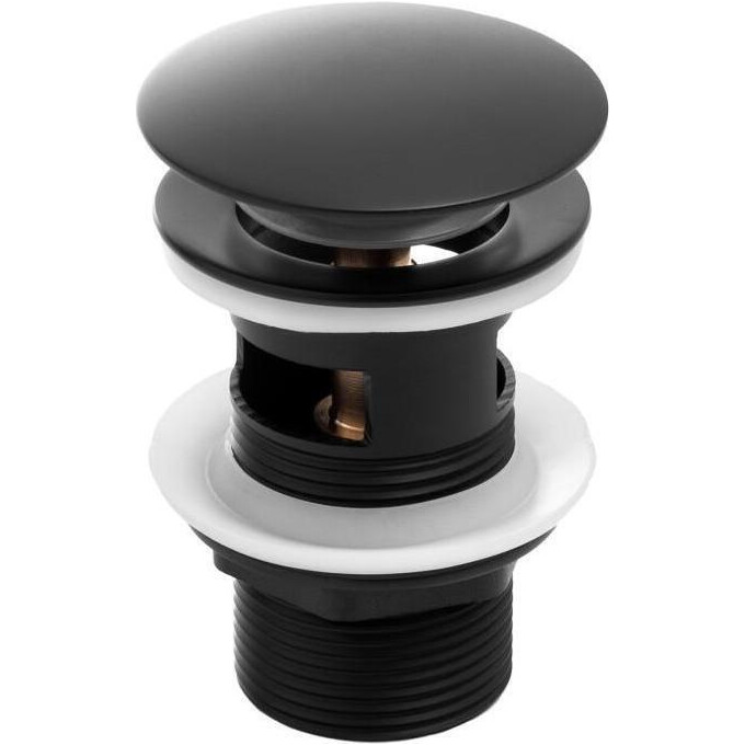 Донний клапан Yoka Klik-Klak Black BK.POP-14-ZP-BLK (чорний матовий, з переливом), Колір виробника: чорний матовий, фото 