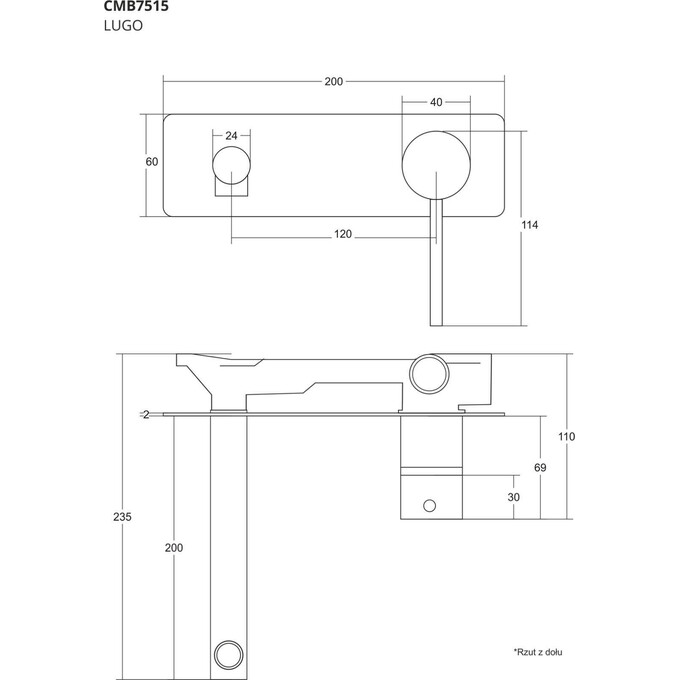 Смеситель скрытого монтажа для умывальника Corsan Lugo Black Matt CMB7515BL (черный матовый, внутренняя часть в комплекте), Цвет производителя: черный матовый, фото 6