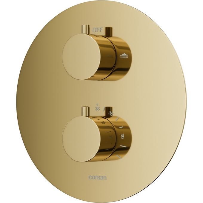 Термостатична душова система прихованого монтажу Corsan Lugo Gold Z03TGL (золота), Колір виробника: золото, фото , изображение 2