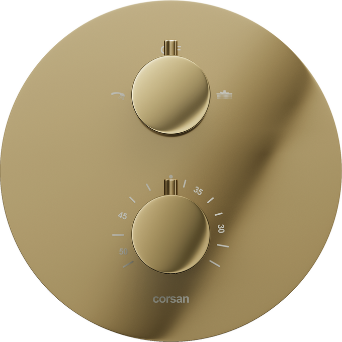 Термостатична душова система прихованого монтажу Corsan Lugo Gold Z03TGL (золота), Колір виробника: золото, фото , изображение 3