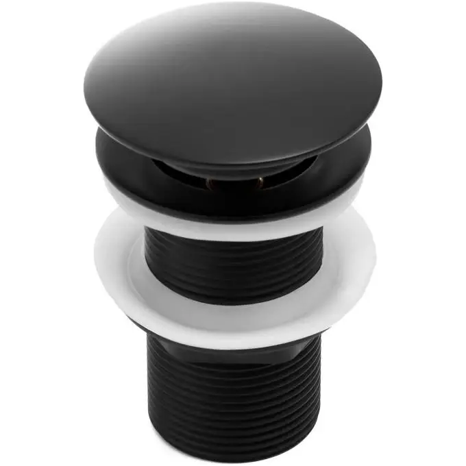 Донний клапан Yoka Klik-Klak Black BK.POP-14-BP-BLK (чорний матовий, без переливу), Колір виробника: чорний матовий, фото 