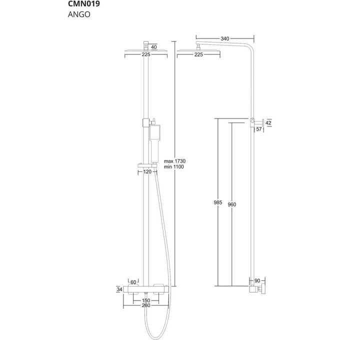 Термостатическая душевая система Corsan Ango Black Matt CMN02TBL (черная матовая), фото 8
