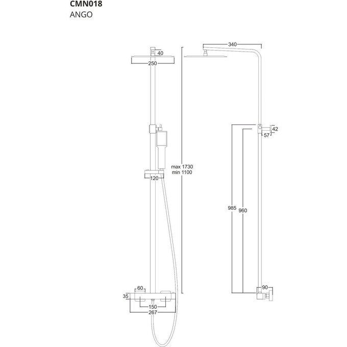Термостатическая душевая система Corsan Ango Chrome CMN02TCH, фото 7