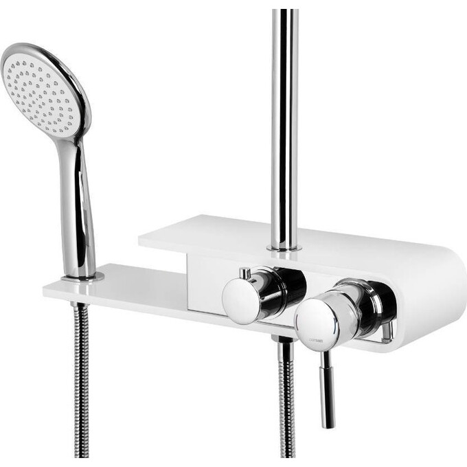 Душевая система Corsan Klar Fiber Chrome/White CMN002 BIAŁY (хром/белая, с полочкой), Цвет производителя: хром, белый, фото 7