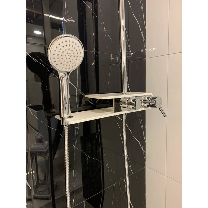 Душевая система Corsan Klar Fiber Chrome/White CMN002 BIAŁY (хром/белая, с полочкой), Цвет производителя: хром, белый, фото 2