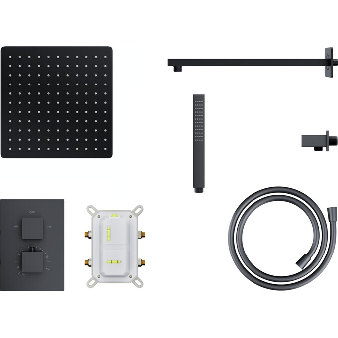 Термостатична душова система прихованого монтажу Corsan Adour Black Z01TBL (чорна), Колір виробника: чорний, фото , изображение 4