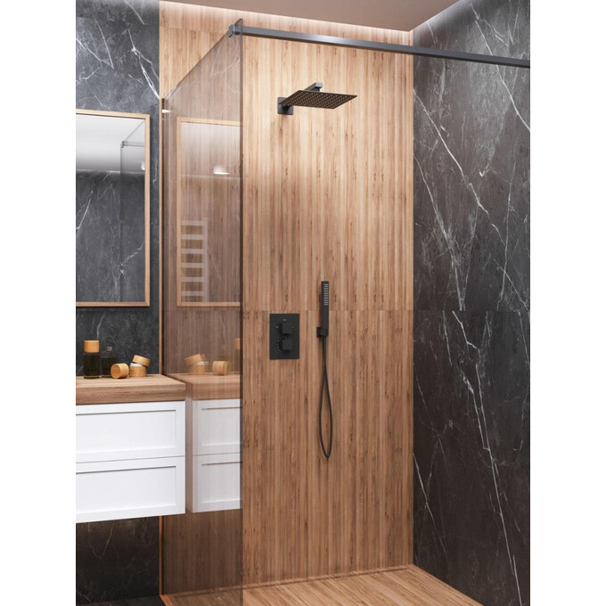 Термостатична душова система прихованого монтажу Corsan Adour Black Z01TBL (чорна), Колір виробника: чорний, фото , изображение 2