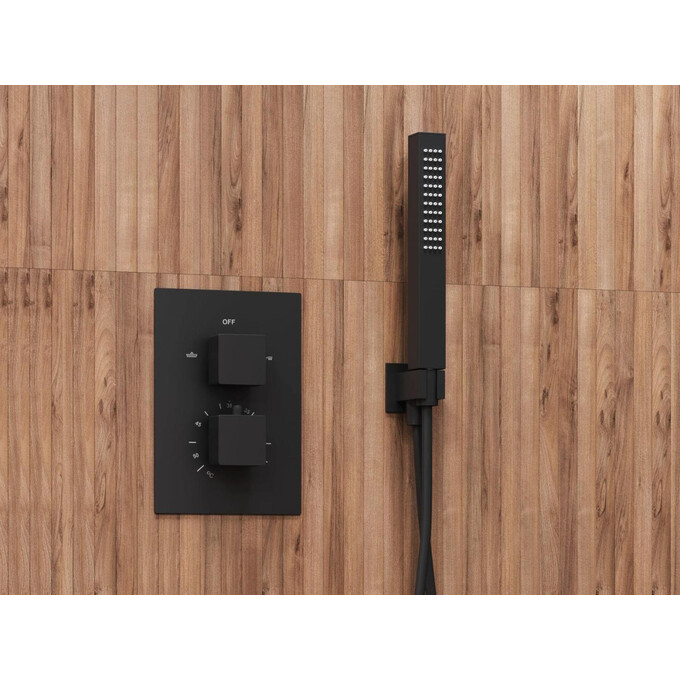 Термостатична душова система прихованого монтажу Corsan Adour Black Z01TBL (чорна), Колір виробника: чорний, фото , изображение 3