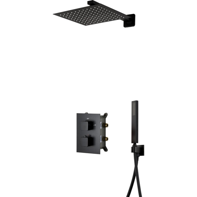 Термостатична душова система прихованого монтажу Corsan Adour Black Z01TBL (чорна), Колір виробника: чорний, фото 