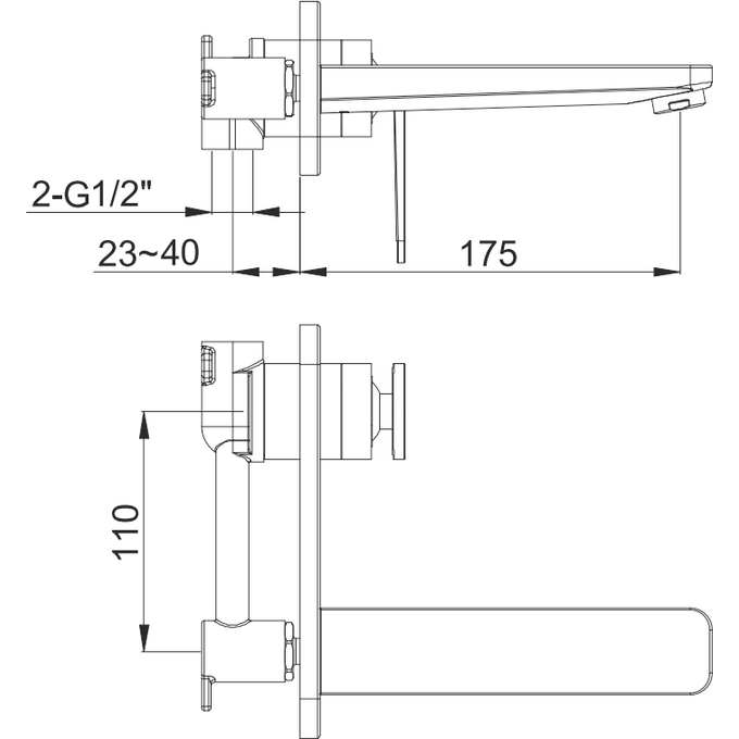 Смеситель скрытого монтажа для умывальника Kohlman Wexpo Chrome QW185W (внутренняя часть в комплекте), фото 2