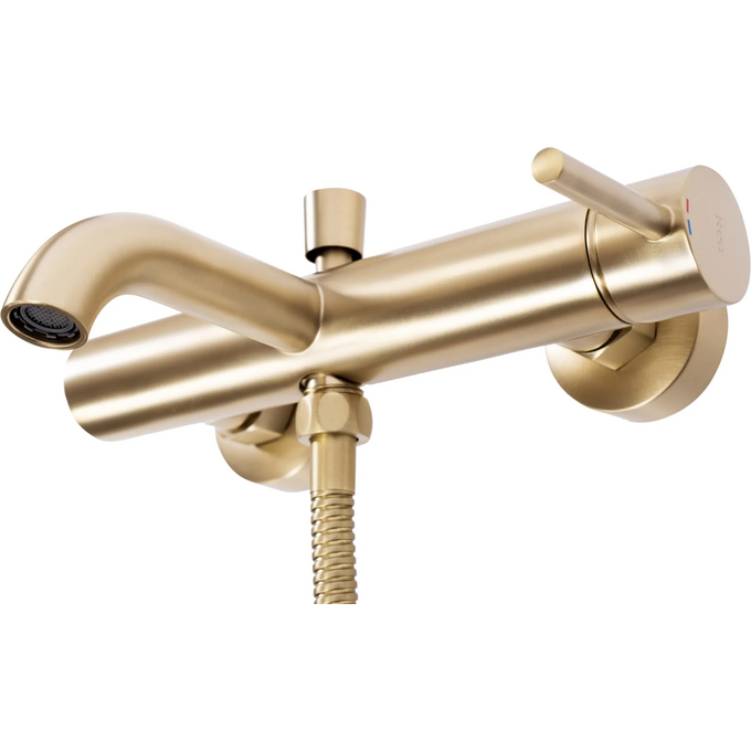 Змішувач для ванни Rea Lungo Brushed Gold REA-B8010 (брашоване золото, з лійкою та шлангом), Колір виробника: золото брошене (матове), фото , изображение 3
