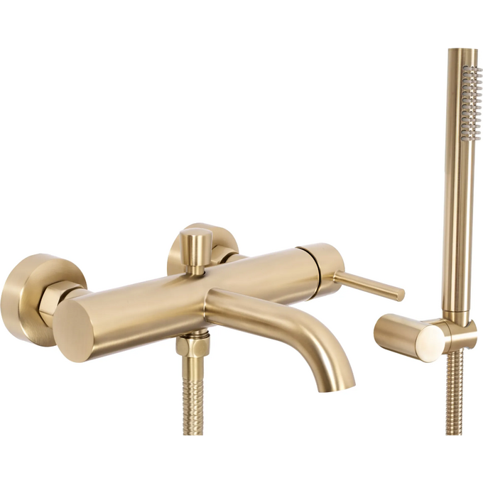 Змішувач для ванни Rea Lungo Brushed Gold REA-B8010 (брашоване золото, з лійкою та шлангом), Колір виробника: золото брошене (матове), фото 