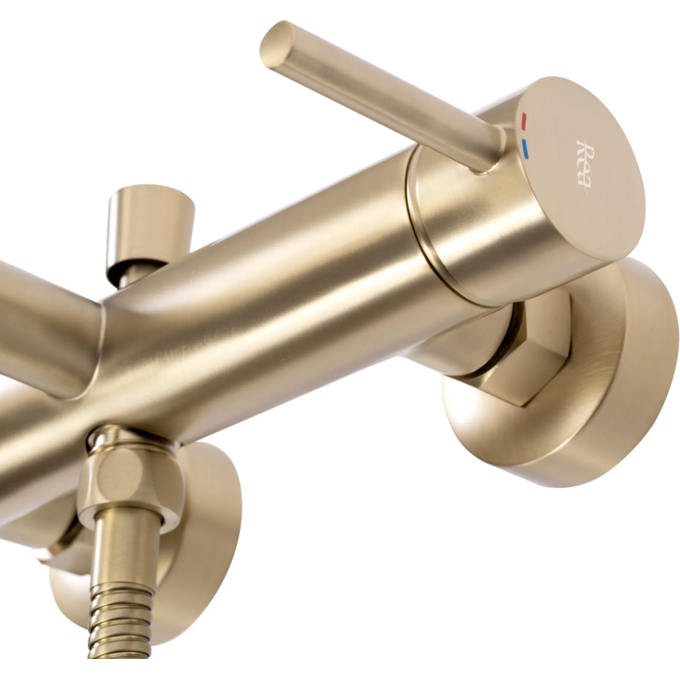 Змішувач для ванни Rea Lungo Brushed Gold REA-B8010 (брашоване золото, з лійкою та шлангом), Колір виробника: золото брошене (матове), фото , изображение 6