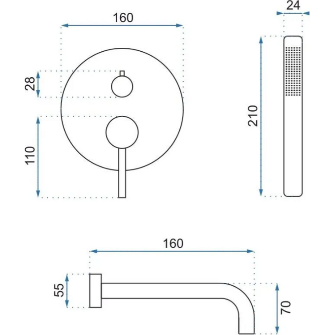 Змішувач прихованого монтажу для ванни Rea Lungo Chrome REA-B6990 (внутрішня частина в комплекті), Колір виробника: хром, фото , изображение 4