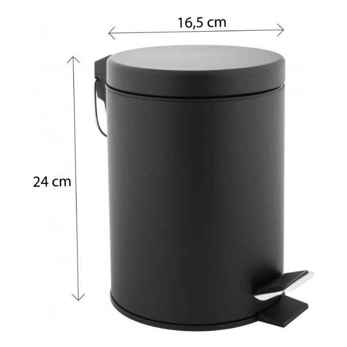 Відро для сміття Yoka Labi Black CH.LABI-BLK (чорне, 3 л, з педаллю та кришкою), фото , изображение 6