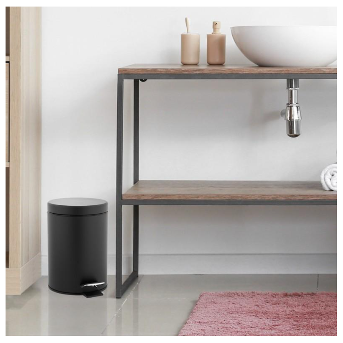 Відро для сміття Yoka Labi Black CH.LABI-BLK (чорне, 3 л, з педаллю та кришкою), фото , изображение 2