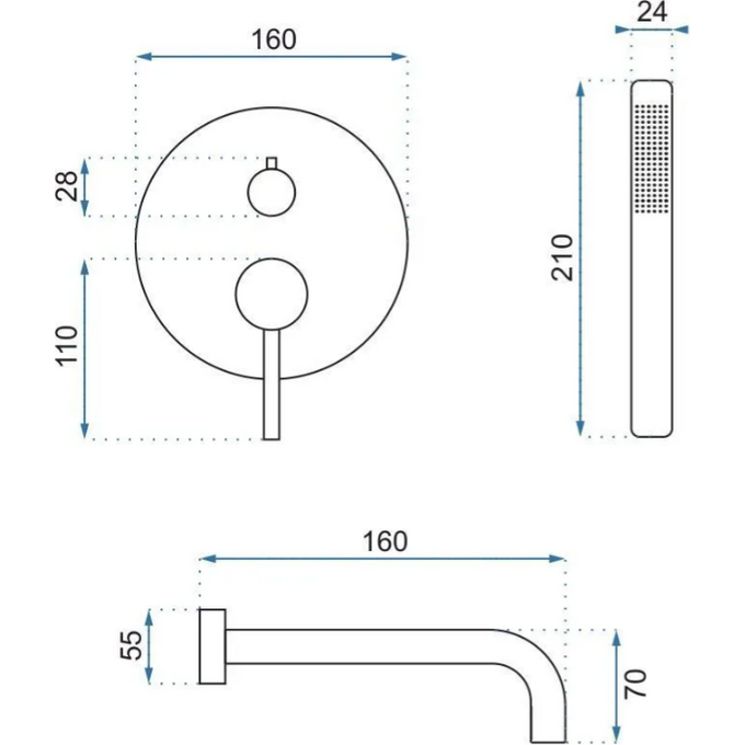 Змішувач прихованого монтажу для ванни Rea Lungo Brushed Gold REA-B7503 (брашоване золото, внутрішня частина в комплекті), Колір виробника: золото брошене (матове), фото , изображение 6