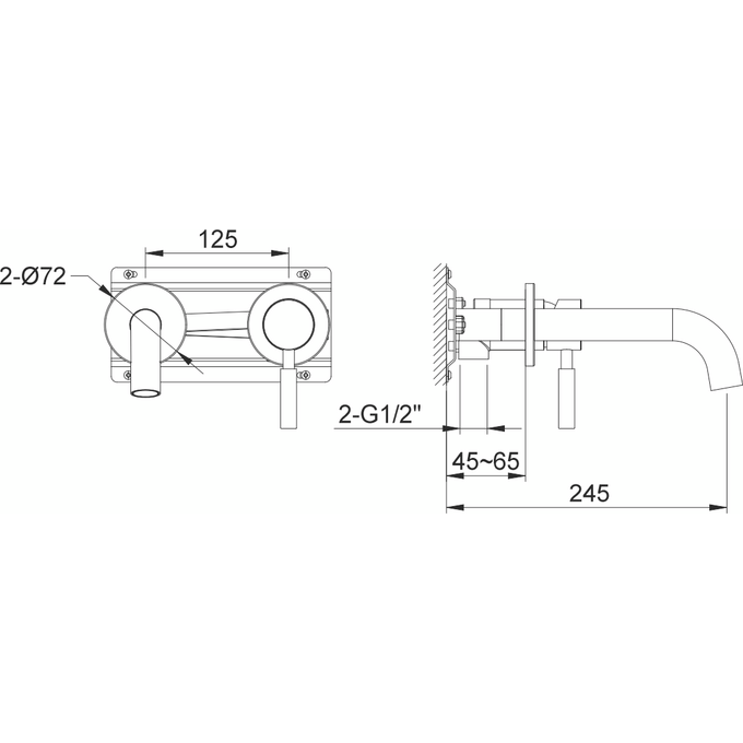 Смеситель скрытого монтажа для умывальника Kohlman Roxin Black QW180RB (черный, внутренняя часть в комплекте), Цвет производителя: черный, фото 4