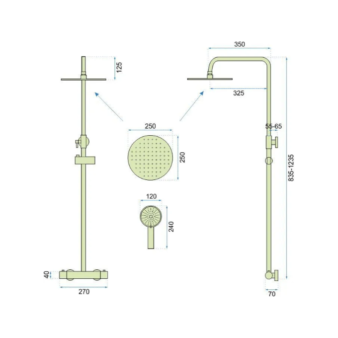 Термостатична душова система Rea Vincent Nikiel Brushed REA-P6603 (брашований нікель), Колір виробника: брашований нікель, фото , изображение 7