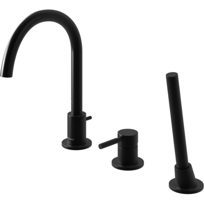 Змішувач на борт ванни Kohlman Roxin Black QB241RB (чорний матовий, на три отвори), Колір виробника: чорний матовий, фото 