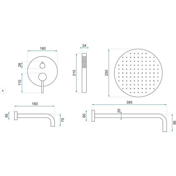 Душова система прихованого монтажу Rea Lungo Rose Gold REA-P6610 (рожеве золото, з виливом), Колір виробника: рожеве золото, фото , изображение 5
