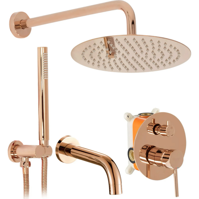 Душова система прихованого монтажу Rea Lungo Rose Gold REA-P6610 (рожеве золото, з виливом), Колір виробника: рожеве золото, фото 
