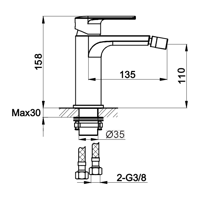 Смеситель для биде Kohlman Texen Chrome QB130T, фото 2