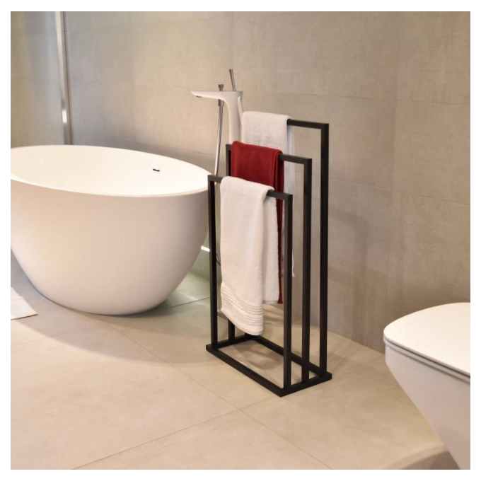 Рушникотримач Yoka Lonia3 Black P.LONIA3-BLK (чорний, потрійний), фото , изображение 2