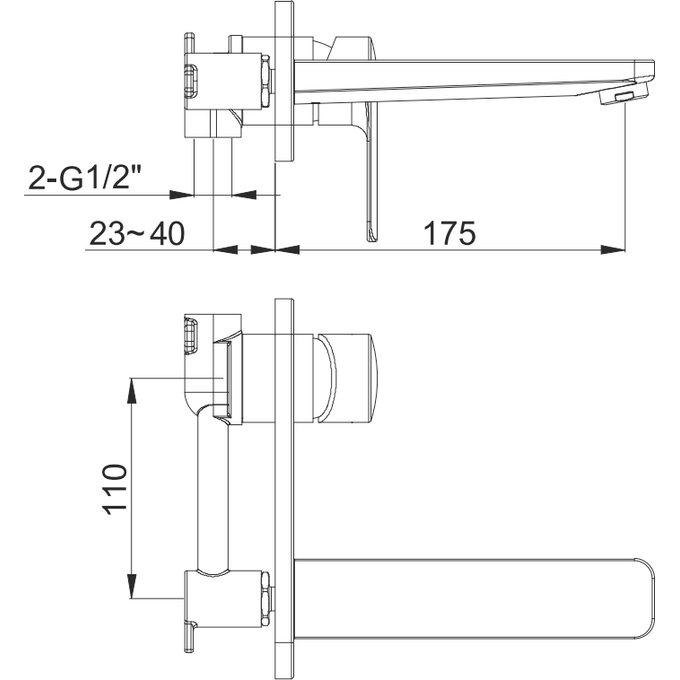 Змішувач прихованого монтажу для умивальника Kohlman Texen Chrome QW185T (внутрішня частина в комплекті), фото , изображение 2
