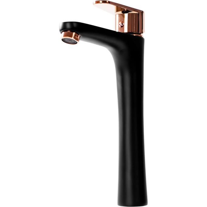 Змішувач для раковини Rea Mild Black Rose Gold REA-B4808 (чорний/рожеве золото, високий), фото , изображение 2