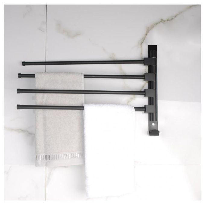 Рушникотримач Yoka Ami Black CH.AMI-BLK (чорний, четверний, поворотний), фото , изображение 2