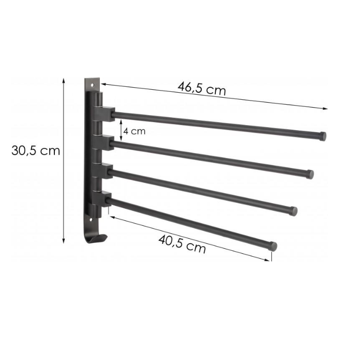 Рушникотримач Yoka Ami Black CH.AMI-BLK (чорний, четверний, поворотний), фото , изображение 4