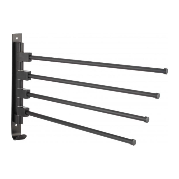 Рушникотримач Yoka Ami Black CH.AMI-BLK (чорний, четверний, поворотний), фото 