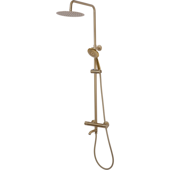 Термостатична душова система Rea Lungo Brushed Gold REA-P6604 (брашована золота, з виливом), Колір виробника: золото брошене (матове), фото , изображение 3