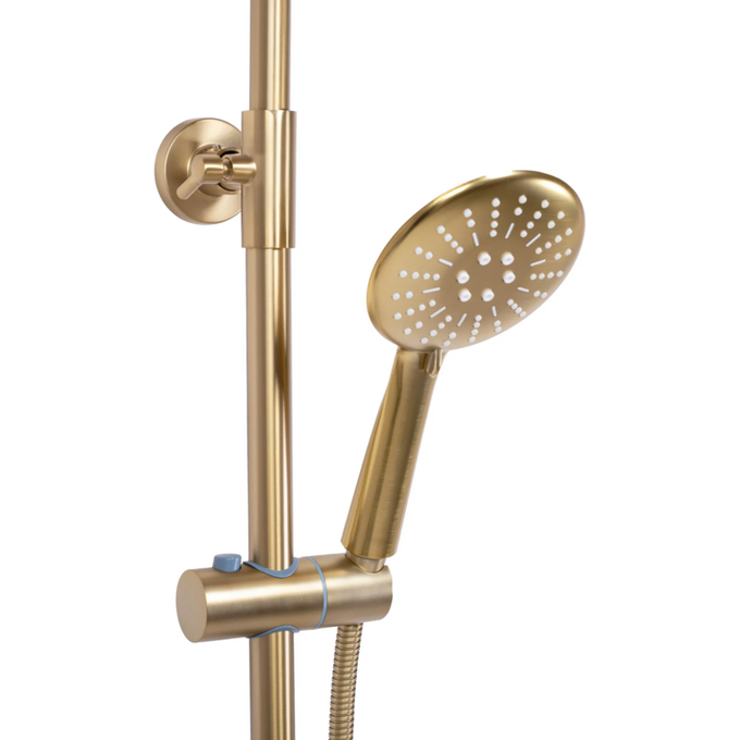 Термостатична душова система Rea Lungo Brushed Gold REA-P6604 (брашована золота, з виливом), Колір виробника: золото брошене (матове), фото , изображение 6