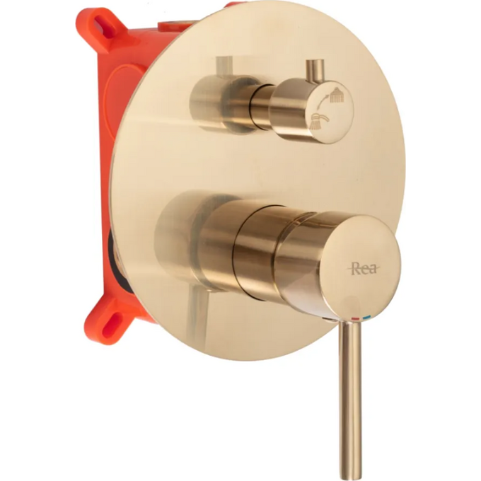 Душова система прихованого монтажу Rea Lungo Brushed Gold REA-P6609 (брашована золота, з виливом), Колір виробника: золото брошене (матове), фото , изображение 2