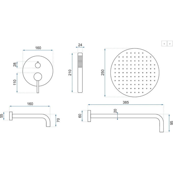 Душова система прихованого монтажу Rea Lungo Brushed Gold REA-P6609 (брашована золота, з виливом), Колір виробника: золото брошене (матове), фото , изображение 6