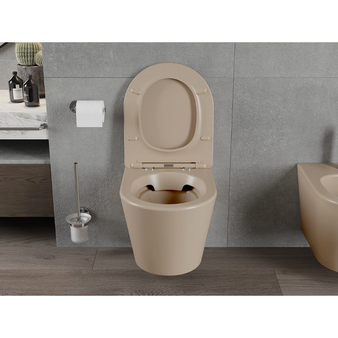 Безободковый подвесной унитаз Mexen Rico Cappuccino Matt MEX-30724064 (капучино матовый, с сиденьем), Цвет производителя: капучино матовый, фото 4