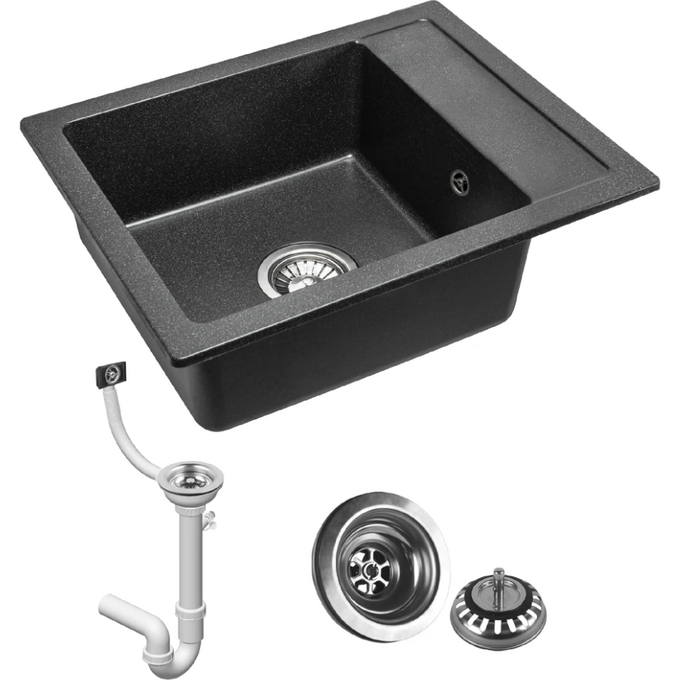 Мийка для кухні Rea Rino Black ZLE-00104 (52x49 см, чорна плямиста), Доступні розміри: 52x49, Колір виробника: чорний плямистий, фото , изображение 4