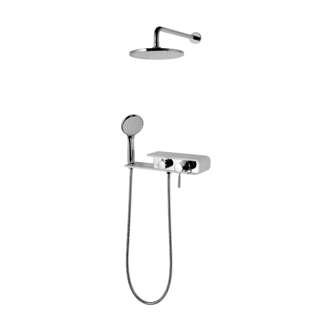 Душевая система скрытого монтажа Corsan Konekto Chrome CMN001 KONEKTO SZARY (с полочкой), фото 