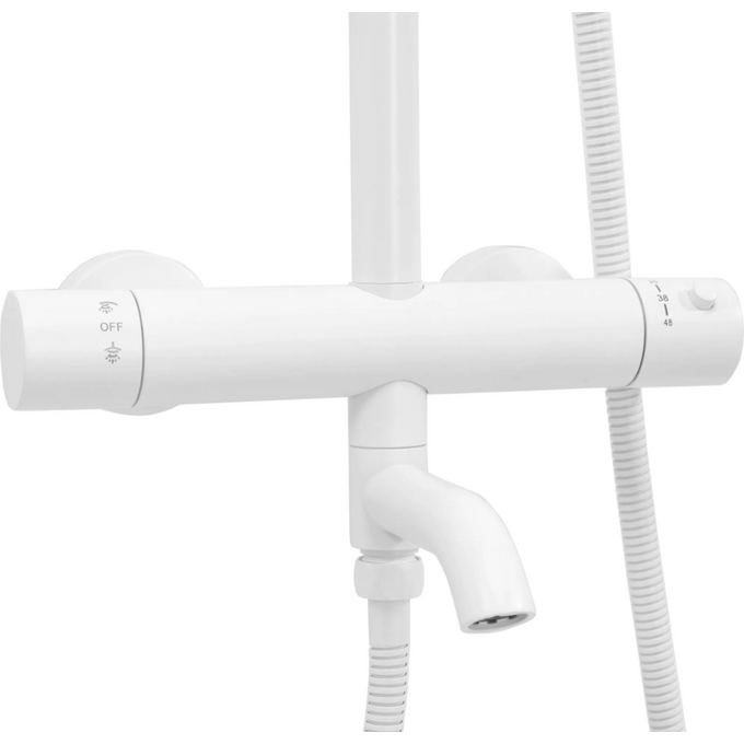 Термостатична душова система Rea Lungo White REA-P6608 (біла, з виливом), Колір виробника: білий, фото , изображение 4