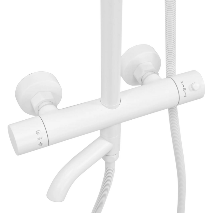 Термостатична душова система Rea Lungo White REA-P6608 (біла, з виливом), Колір виробника: білий, фото , изображение 6